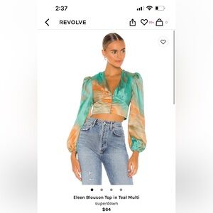 NWT Revolve superdown silk cropped top. Size small